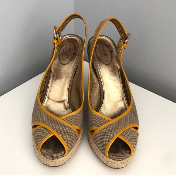 Prada Peep-Toe Wedge Sandal - Picture 3 of 6